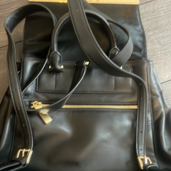 Michael Kors Lana Backpack black calf gold trim new without tags - Picture 10 of 12
